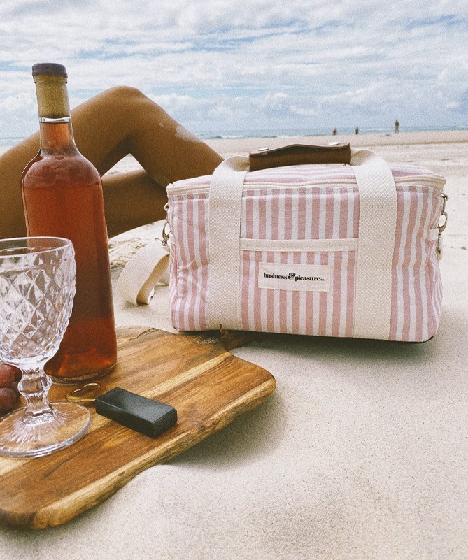 Cooler Bag - Pink Stripe - Cooler Bag - Pink Stripe -